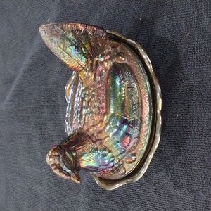 Fenton Amethyst carnival glass Hen on Nest.